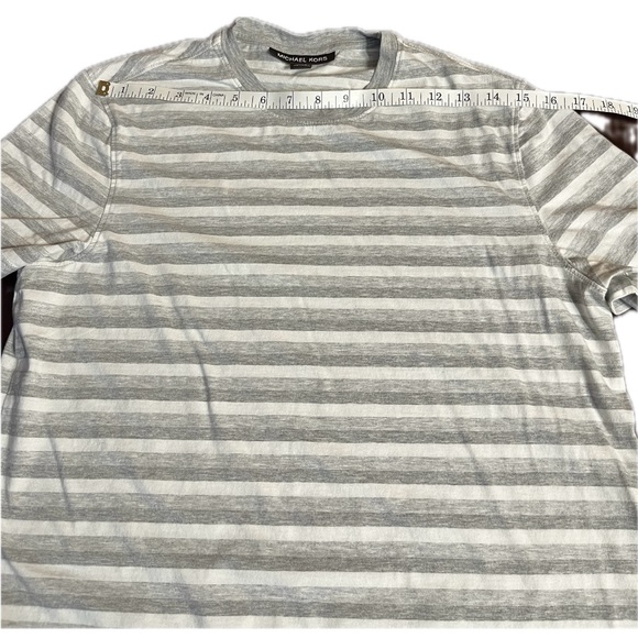 Michael Kors 100% cotton woman’s dk. gray lt. gray and white striped T. Size S - Picture 5 of 8